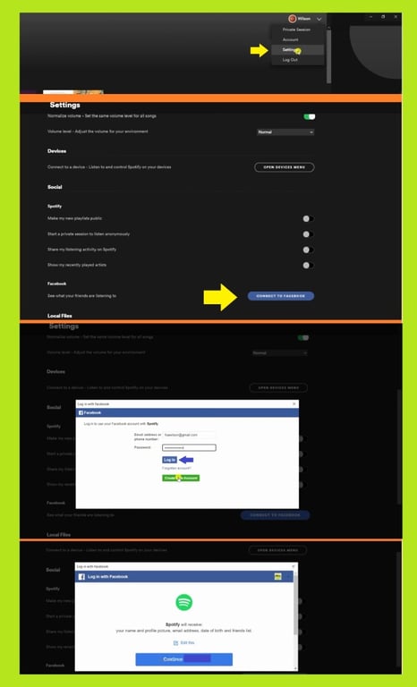 connect to your Facebook friend Spotify desktop - follow and add friends on Spotify - How to Spotify