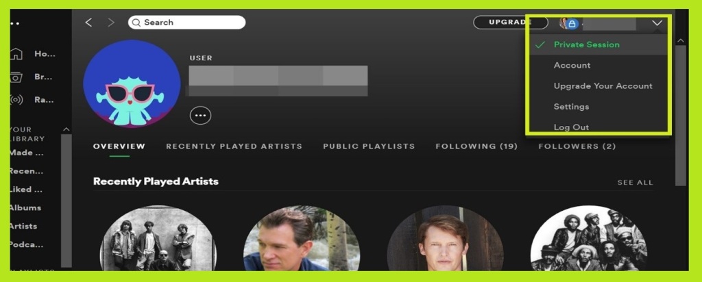 private session desktop Spotify  - follow and add friends on Spotify - How to Spotify