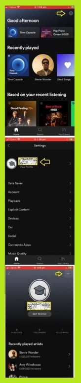 mobile app Spotify setting - follow and add friends on Spotify - How to Spotify