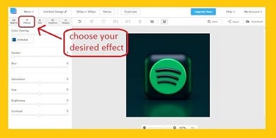 choose your desired effect on snappa- Spotify playlist picture - How to Spotify