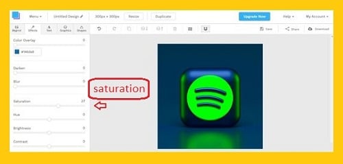 choose saturation effect snappa- Spotify playlist picture - How to Spotify