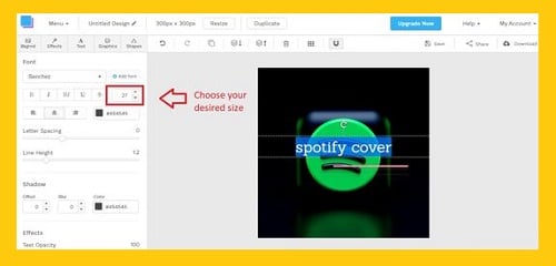 modify text size snappa- Spotify playlist picture - How to Spotify