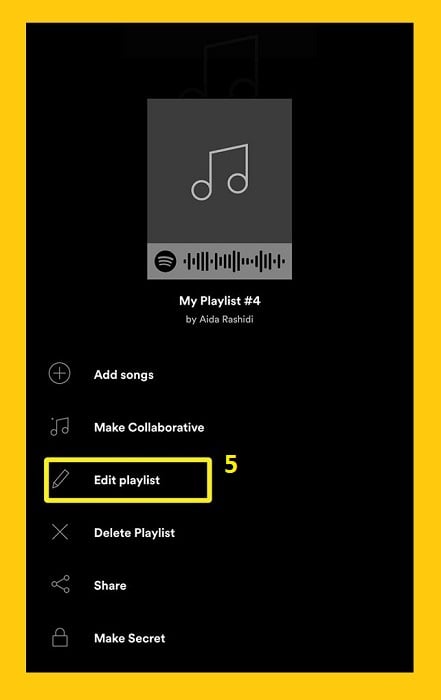 edit playlist option on Spotify android app - Spotify playlist picture - How to Spotify