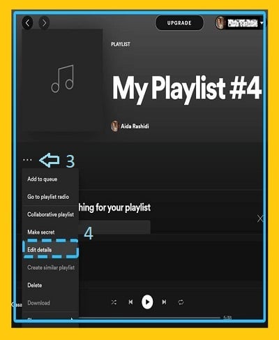 edit details playlist option Spotify desktop app - Spotify playlist picture - How to Spotify