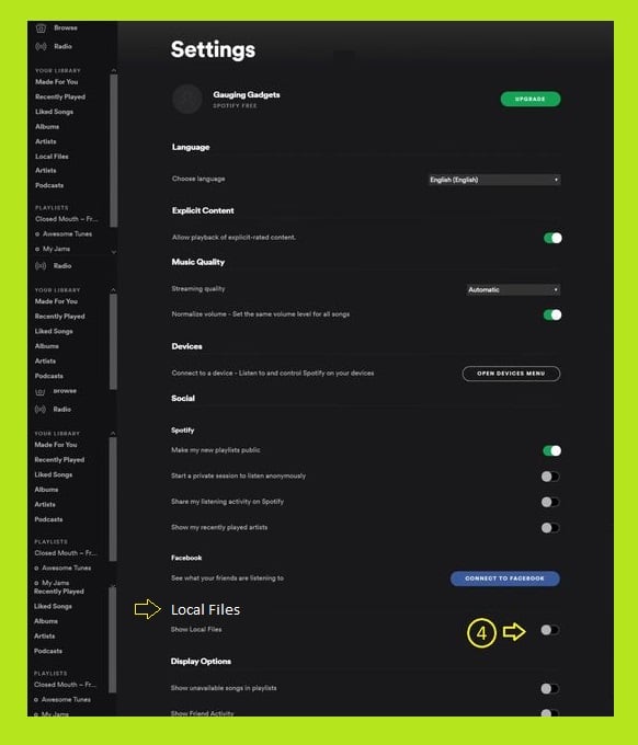 Spotify settings dialogue box  - Spotify Playlists - How to Spotify