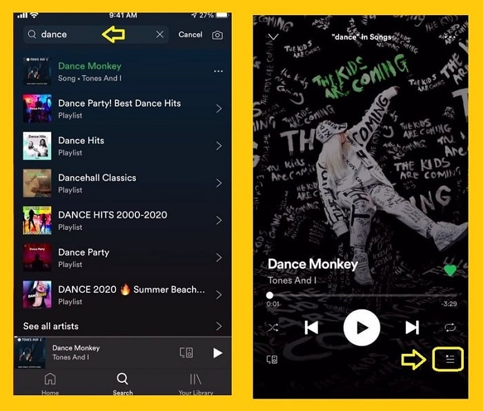 search music Spotify android  - downloading music on Spotify - how to Spotify