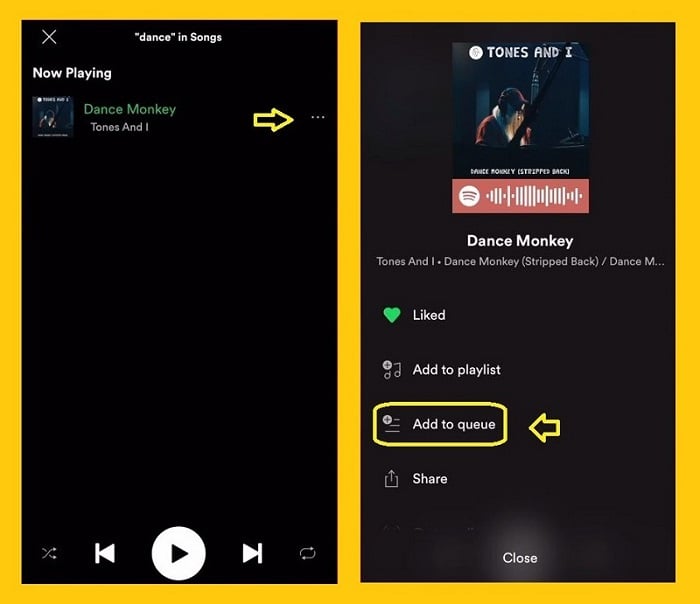 download music on Spotify android add to queue  - downloading music on Spotify - how to Spotify