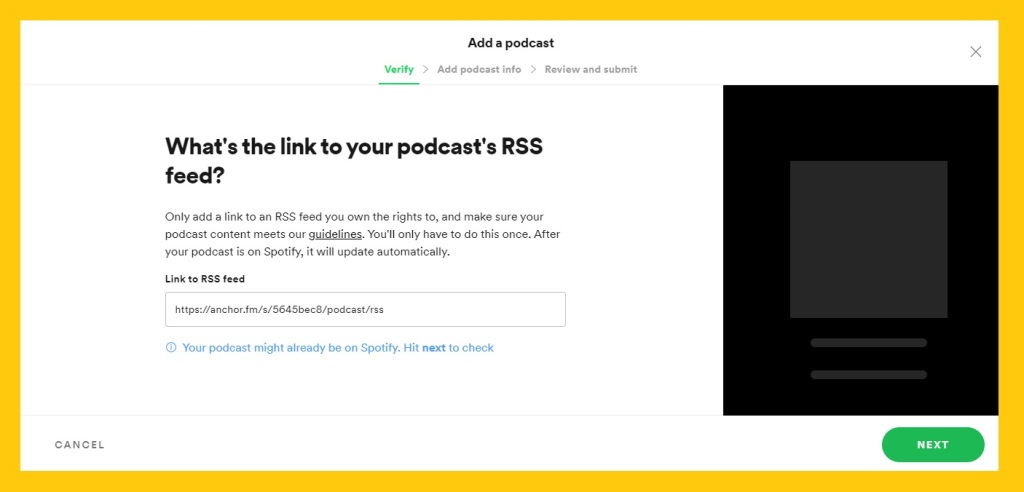 RSS link Spotify  - Spotify podcast - How to Spotify