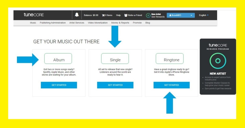 tuneCORE publish music 