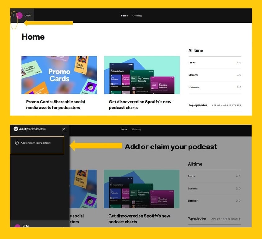 dashboard Spotify for podcasters  - Spotify podcast - How to Spotify