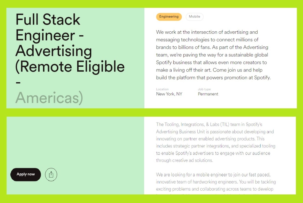 full-stack engineer - Spotify careers complete guide - how to Spotify  