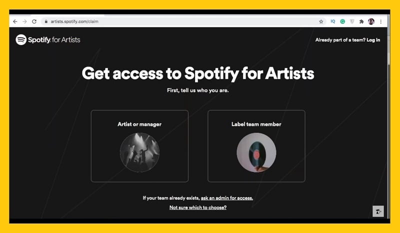 get access to Spotify for artist  