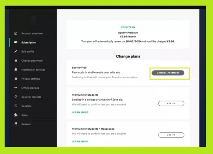 How To Change Spotify Premium Plan 