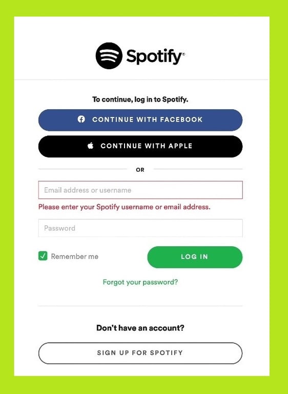 log in Spotify 
