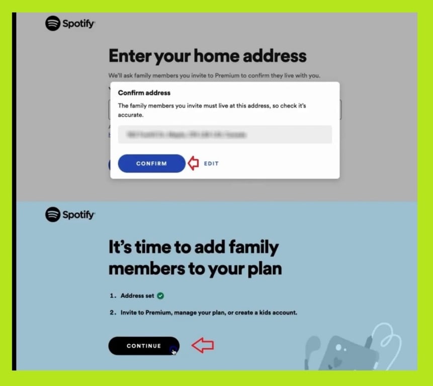 enter your home address - sign up on Spotify - how to Spotify 