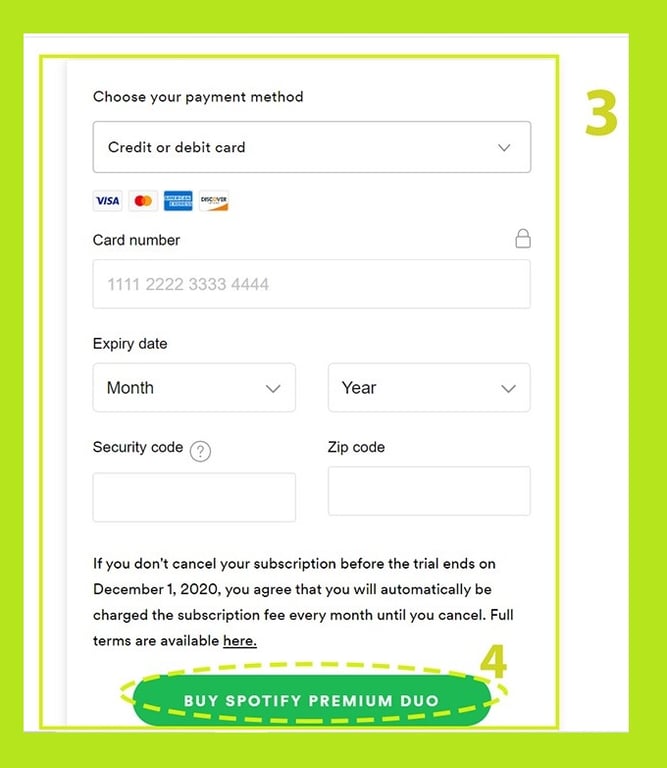 choose your payment method Spotify - sign up on Spotify - how to Spotify 
