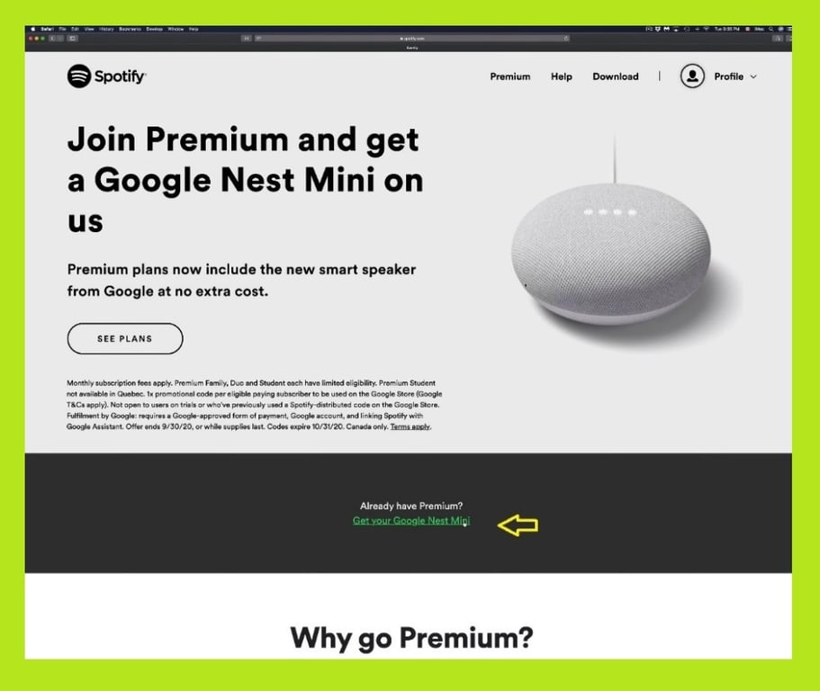 join premium and get a google nest mini on us