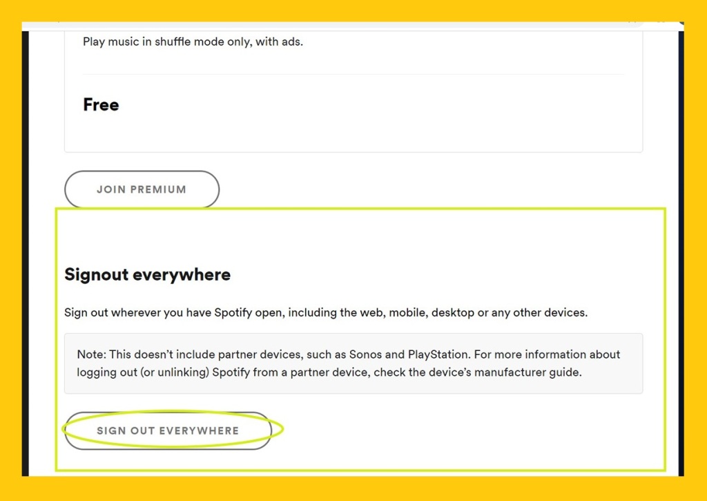 sign out everywhere Spotify  - log in Spotify- how to Spotify