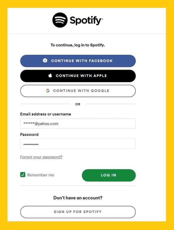 log in Spotify- how to Spotify
