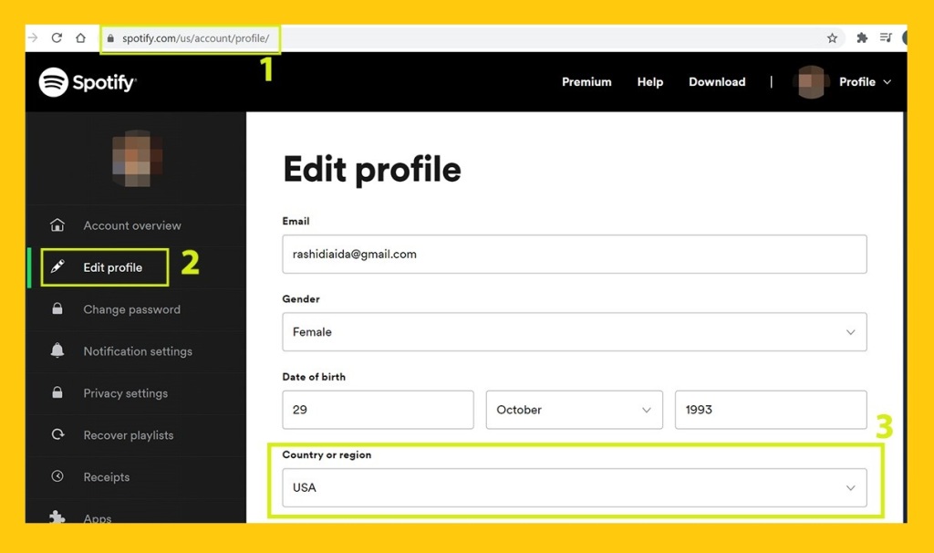 edit Spotify profile - log in Spotify- how to Spotify