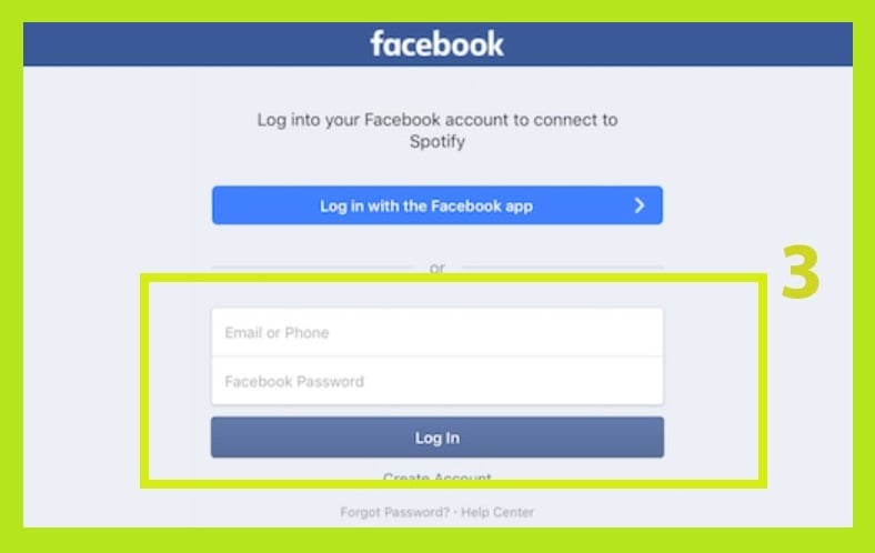 log in with the Facebook app 