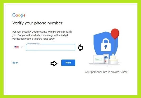 verify your phone number Gmail  
