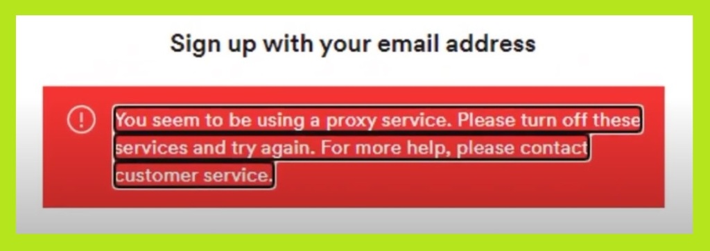 sign up with your email address error 
