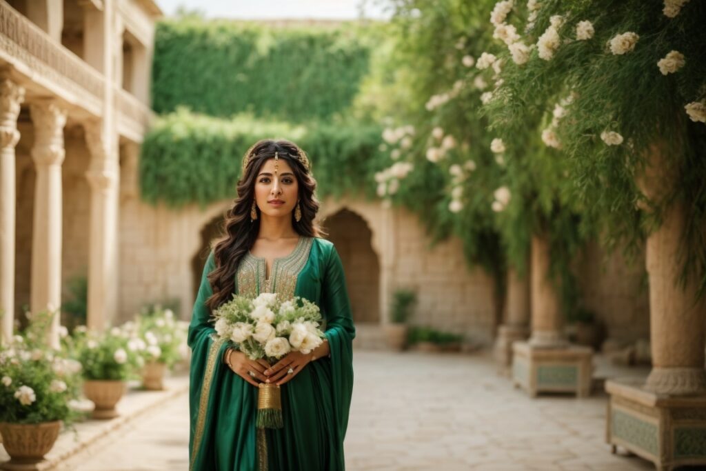 Encryption Methods in The Ancient Persian Empire - beautiful persian woman in the palace with bouquet